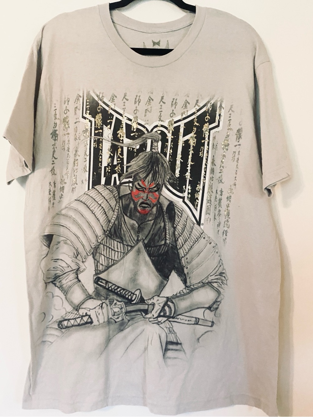 VTG Y2K Tapout MMA Samurai Warrior Graphic T Shirt XL Gray